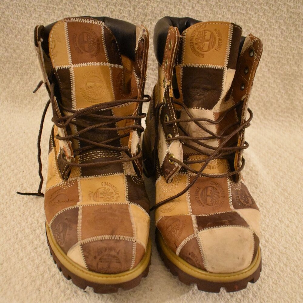 Timberland Brown Patchwork Style Leather Boots Si… - image 1